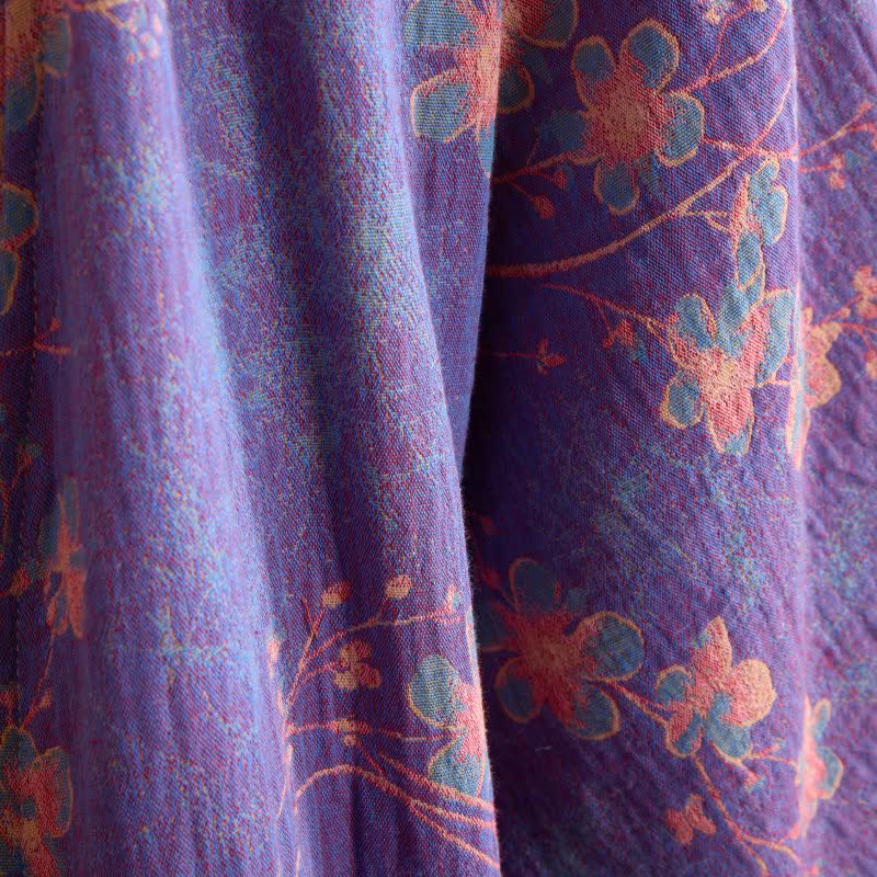 Branch & Floral Short Sleeve Cotton Robe - image 6