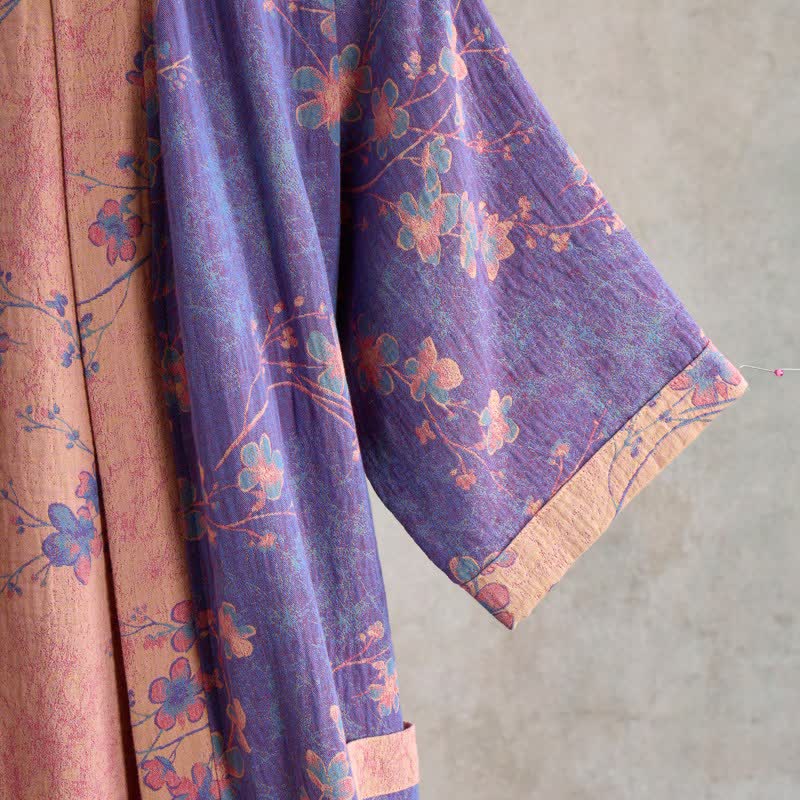 Branch & Floral Short Sleeve Cotton Robe - image 3