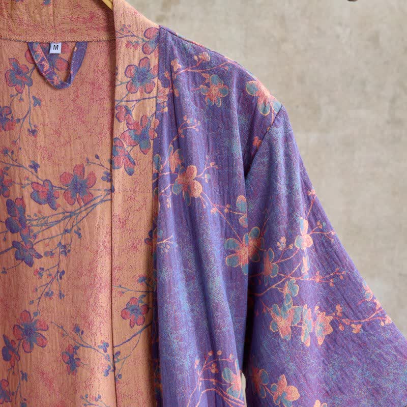 Branch & Floral Short Sleeve Cotton Robe - image 2