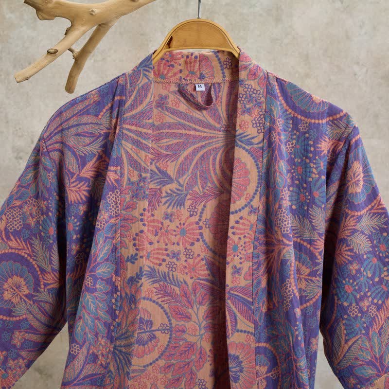 Jungle Leaf Short Sleeve Cotton Robe - image 1