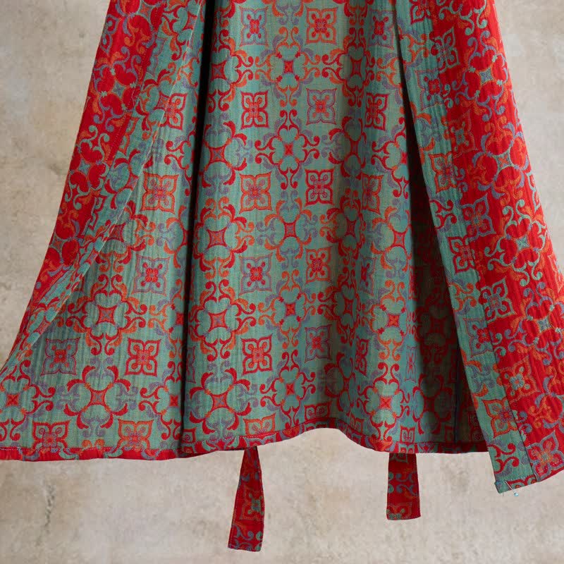 Vintgae Pattern Short Sleeve Cotton Robe - image 4