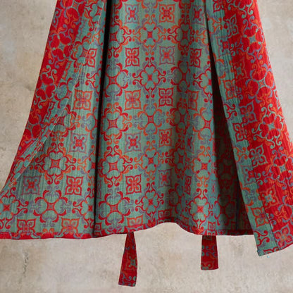 Vintgae Pattern Short Sleeve Cotton Robe - image 4