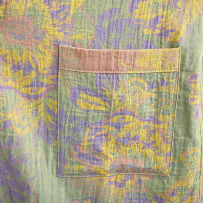Artistic Floral Short Sleeve Cotton Robe - image 7