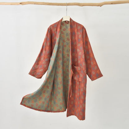 Ginkgo Leaf Cotton Gauze Yukata Robe - image 6