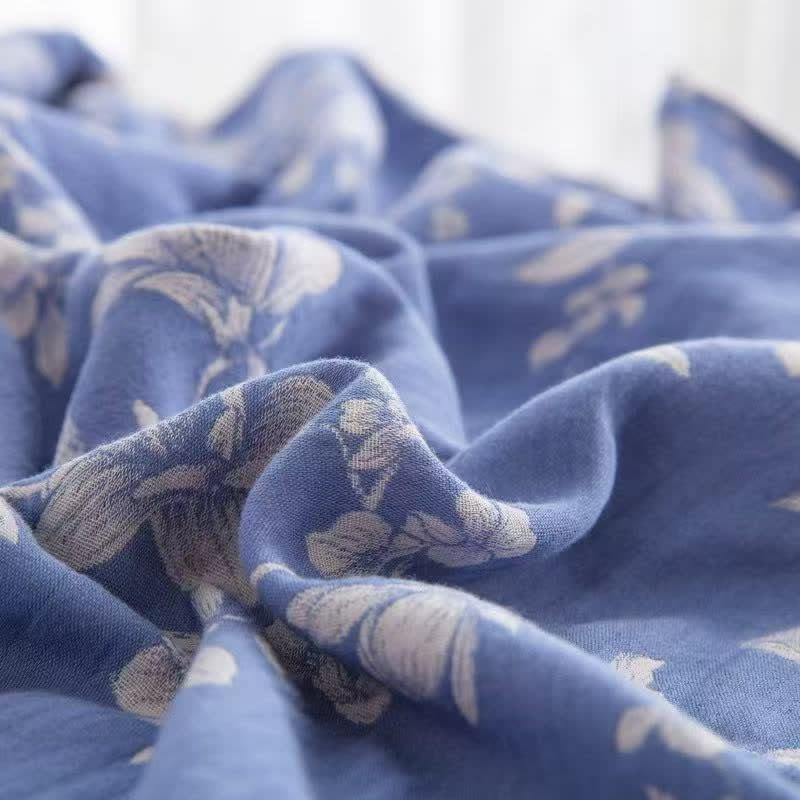 Blue Lily Cotton Gauze Bedding Set(4PCS) - image 5