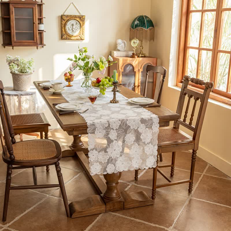 Camellia Jacquard Lace Table Runner - image 1