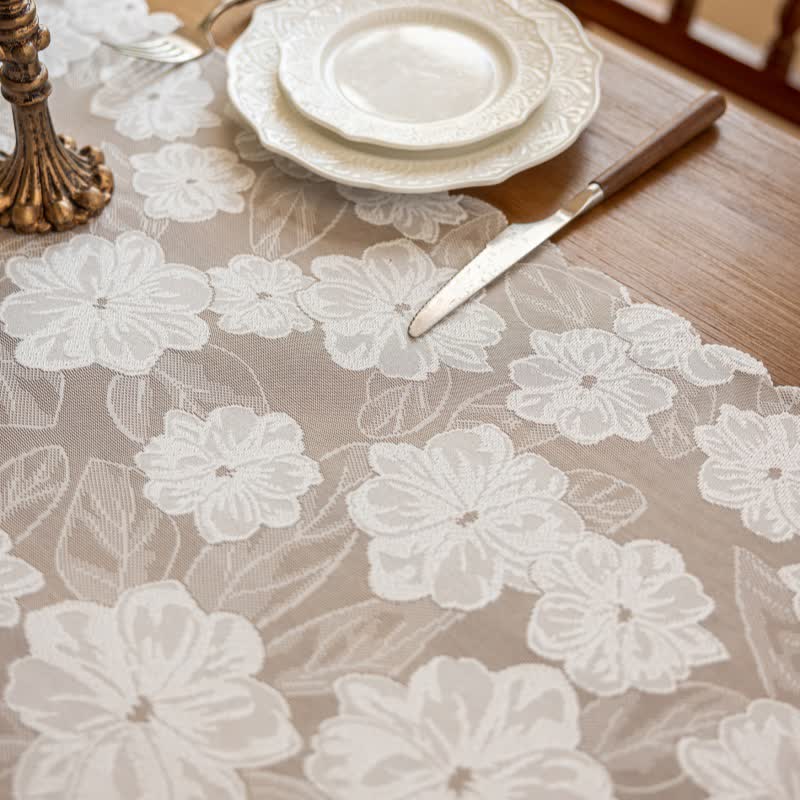 Camellia Jacquard Lace Table Runner - image 6