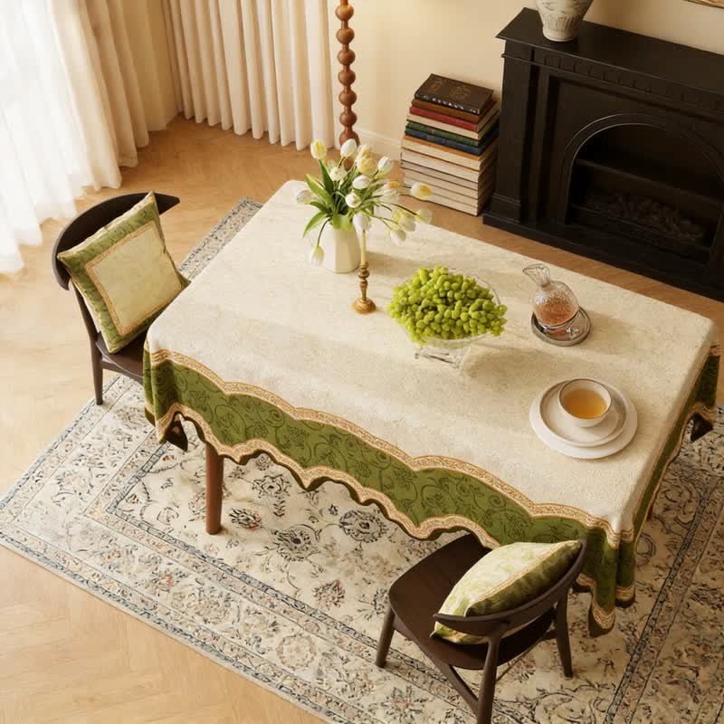 Vintage Botanical Scalloped Edge Tablecloth - image 2