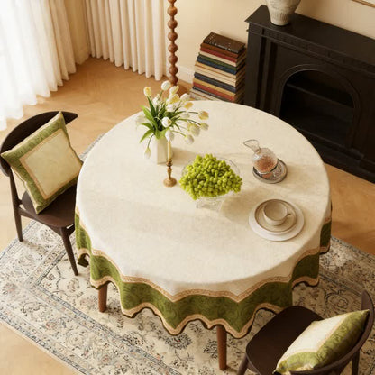 Vintage Botanical Scalloped Edge Tablecloth -  Round - 55''×55'' - image 3