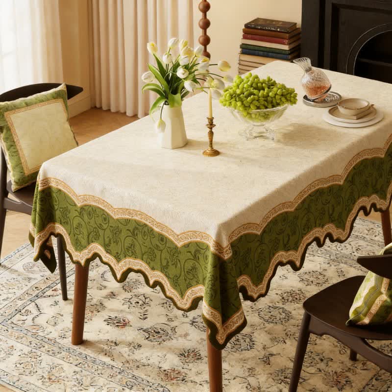 Vintage Botanical Scalloped Edge Tablecloth - Rectangle - 55''×86'' - image 1