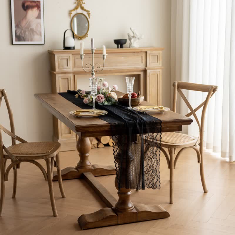 Floral Jacquard Lace Table Runner - image 7