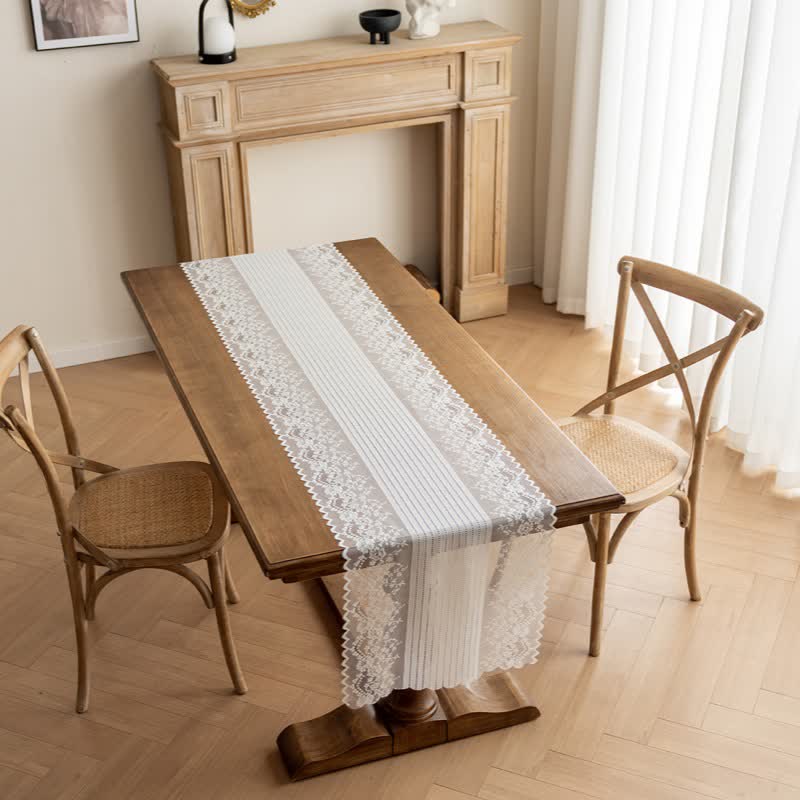 Floral Jacquard Lace Table Runner - image 2