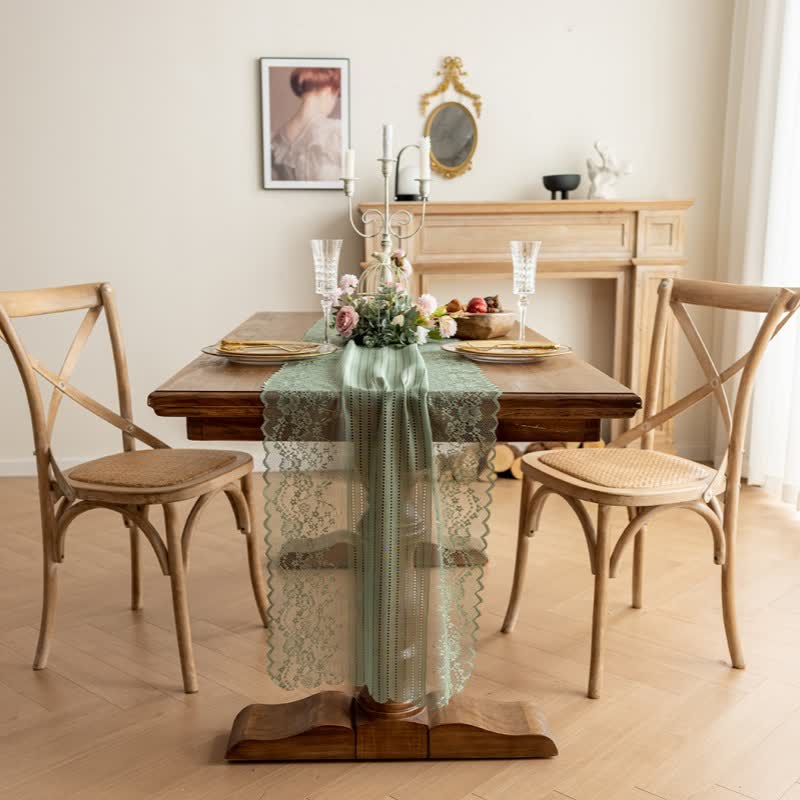 Floral Jacquard Lace Table Runner - image 9