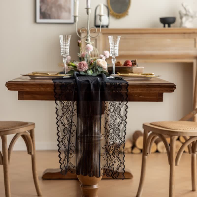 Floral Jacquard Lace Table Runner - image 6