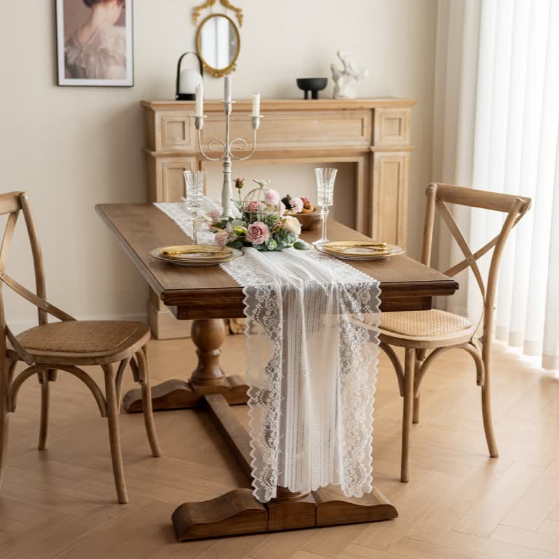 Floral Jacquard Lace Table Runner - image 1