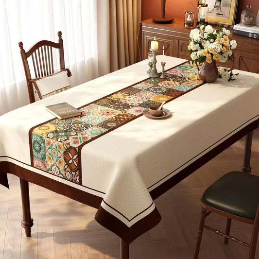 Boho Moroccan Tile Patchwork Tablecloth - A - 55'' × 86'' - image 0