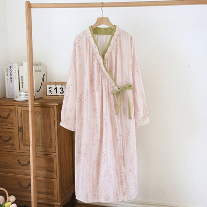 Ditsy Floral Cotton Gauze Kimono Nightgown - image 1