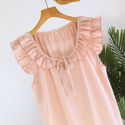 Cotton Gauze Solid Flutter Sleeve Nightdress - image 6