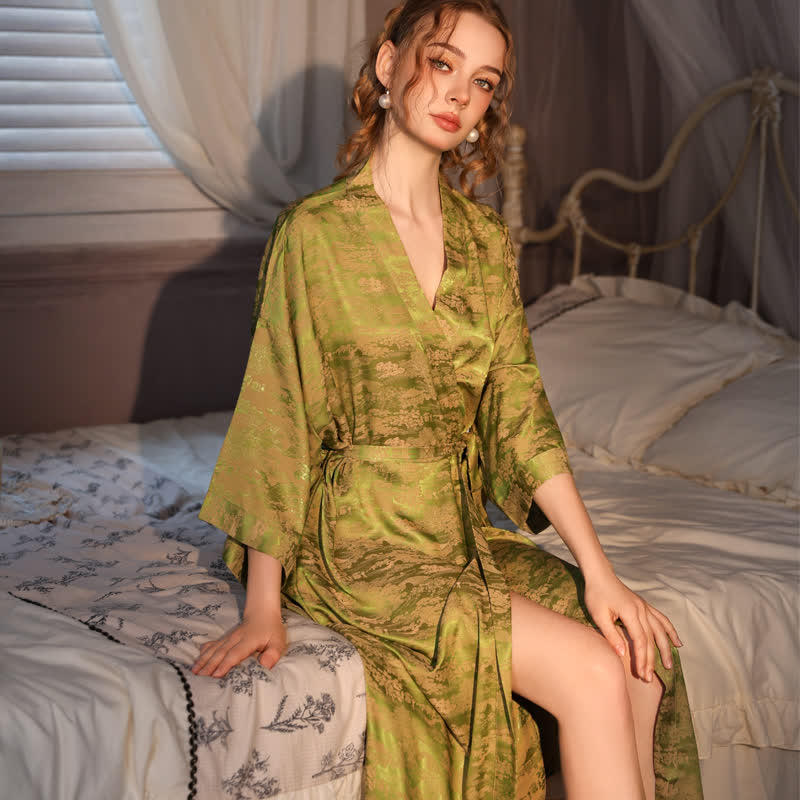 Subtle Vintage Pattern 3/4 Sleeve Robe - image 3