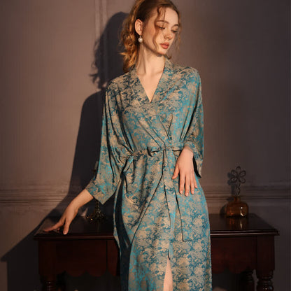 Vintage Pattern 3/4 Sleeve Kimono Robe - image 2