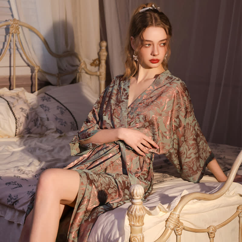 Artistc Floral Inspired 3/4 Sleeve Robe - image 3