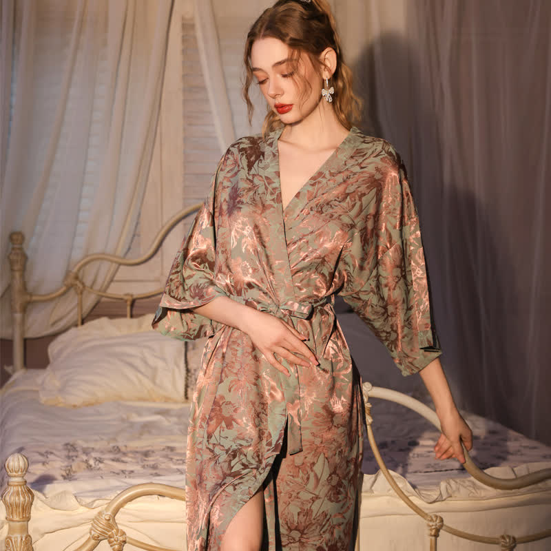 Artistc Floral Inspired 3/4 Sleeve Robe - image 2