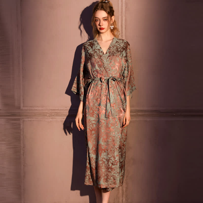 Artistc Floral Inspired 3/4 Sleeve Robe - image 1