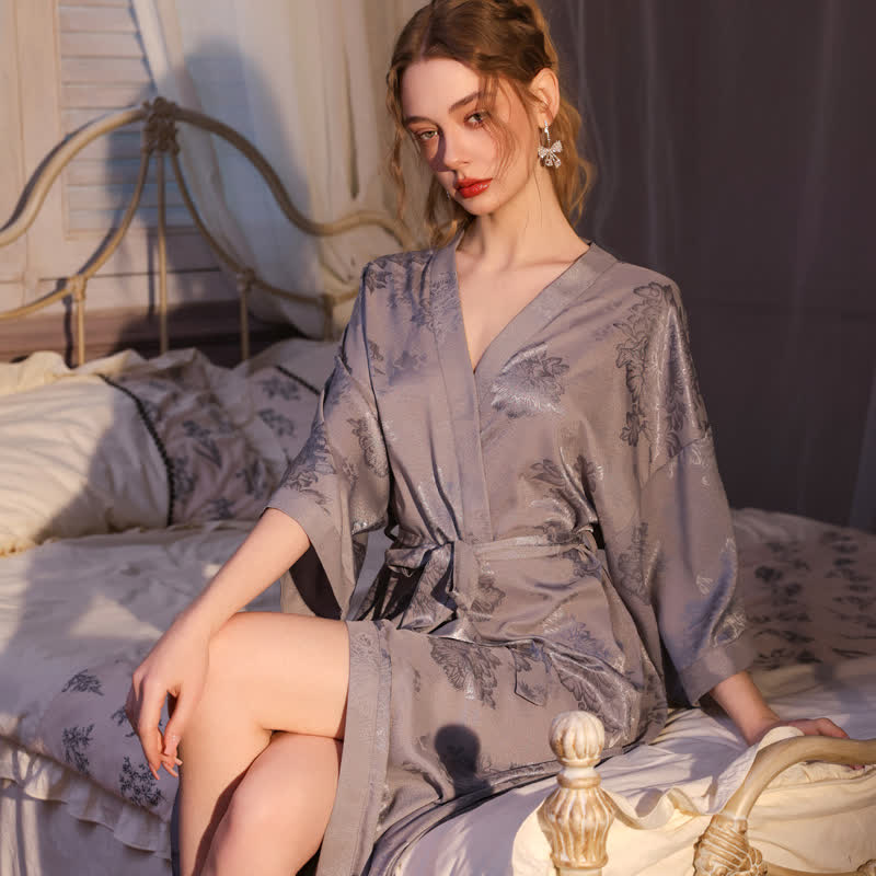 Luxury Floral 3/4 Sleeve Kimono Robe - image 7