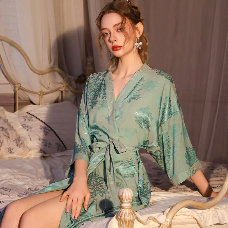 Luxury Floral 3/4 Sleeve Kimono Robe - image 2