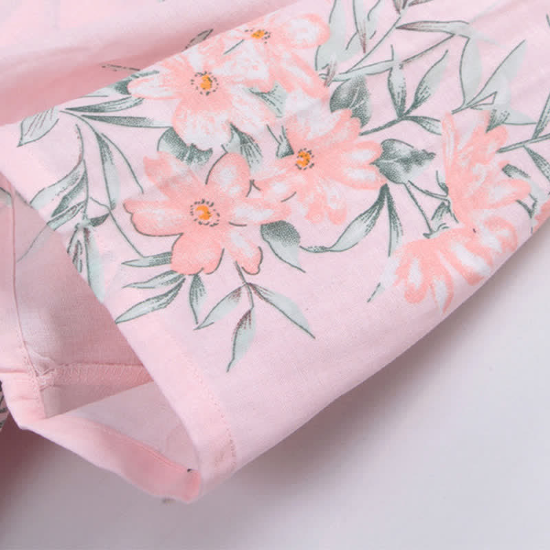 Pink Floral Cotton Gauze Kimono Robe - image 6