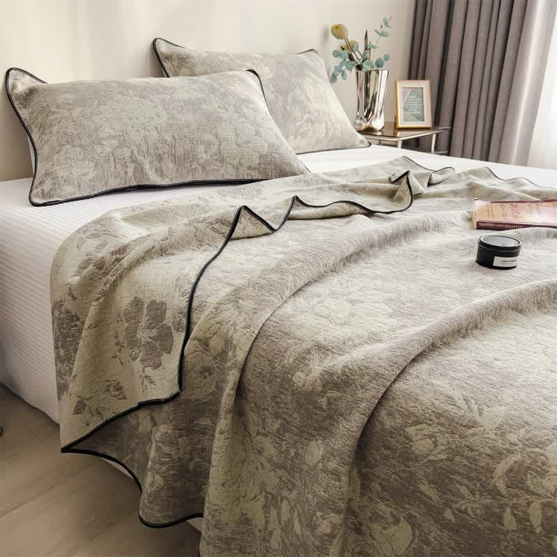 Subtle Floral Cotton Gauze Quilt Blanket - 2PCS Pillowcases - 19" x 29" - image 0
