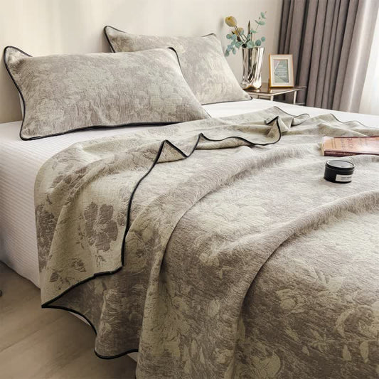 Subtle Floral Cotton Gauze Quilt Blanket - 2PCS Pillowcases - 19" x 29" - image 0