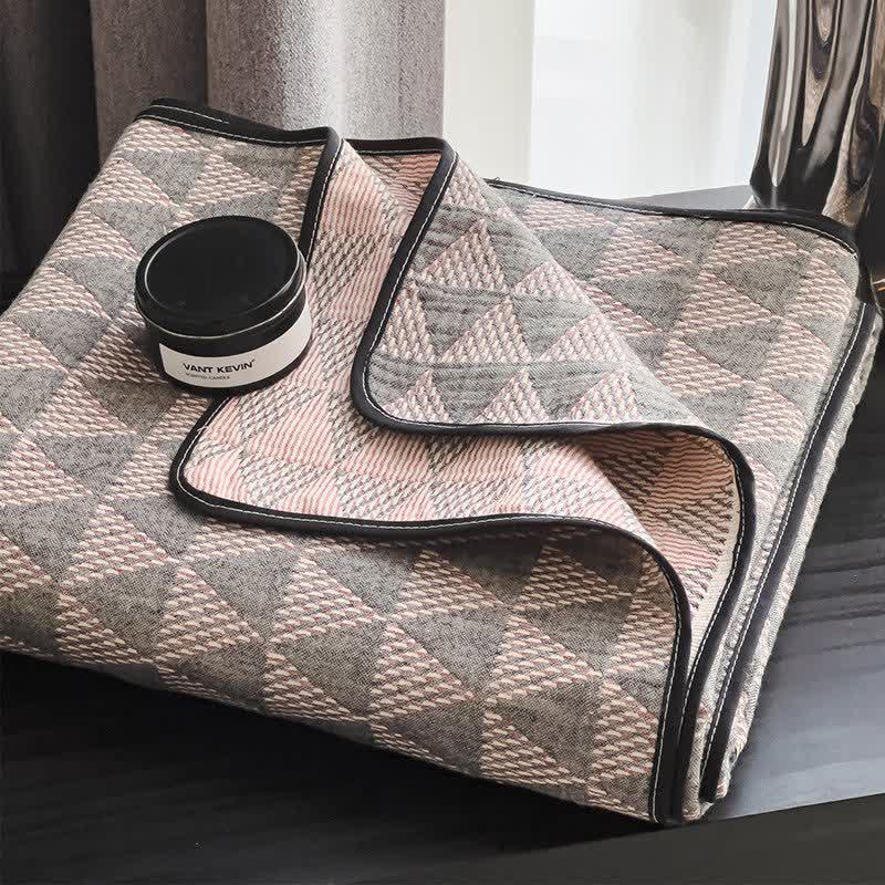 Geometric Triangle Cotton Gauze Quilt Blanket - image 3