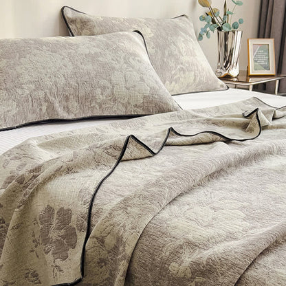 Subtle Floral Cotton Gauze Quilt Blanket - image 1
