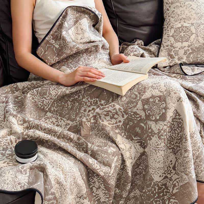 Patchwork Style Cotton Gauze Quilt Blanket - image 2