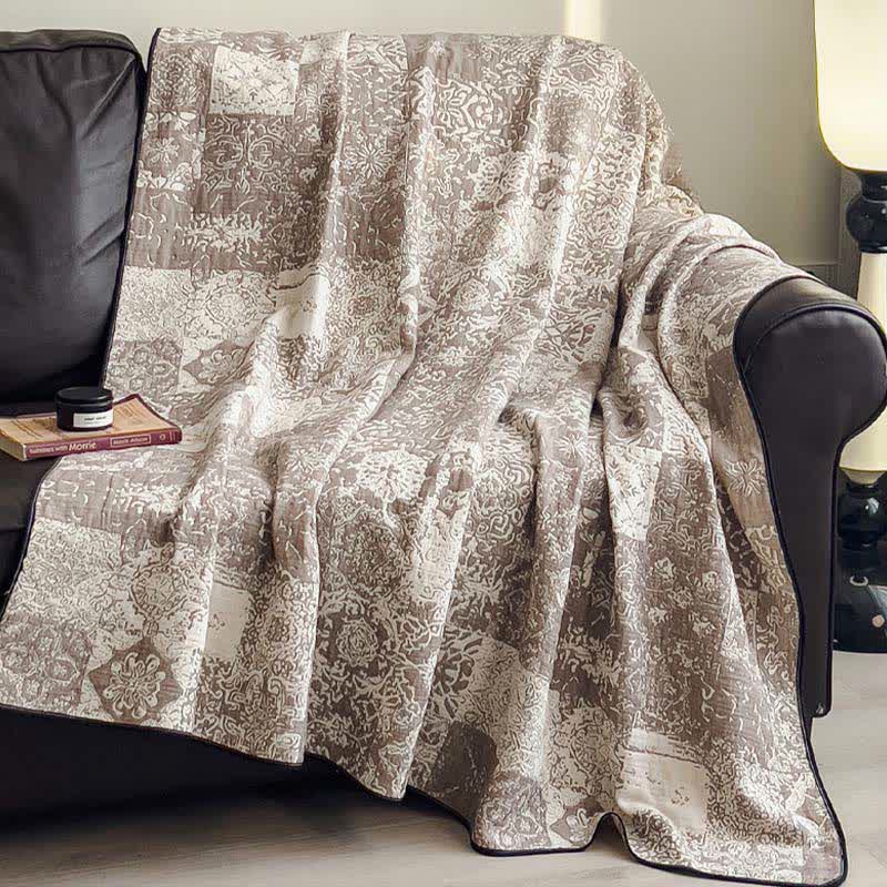Patchwork Style Cotton Gauze Quilt Blanket - image 3