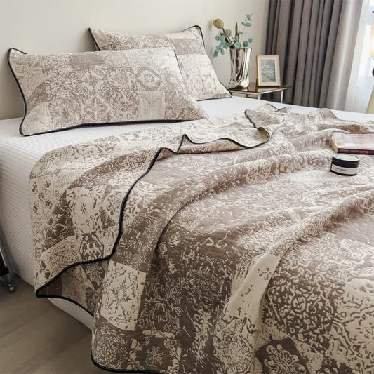 Patchwork Style Cotton Gauze Quilt Blanket - 2PCS Pillowcases - 19" x 29" - image 0