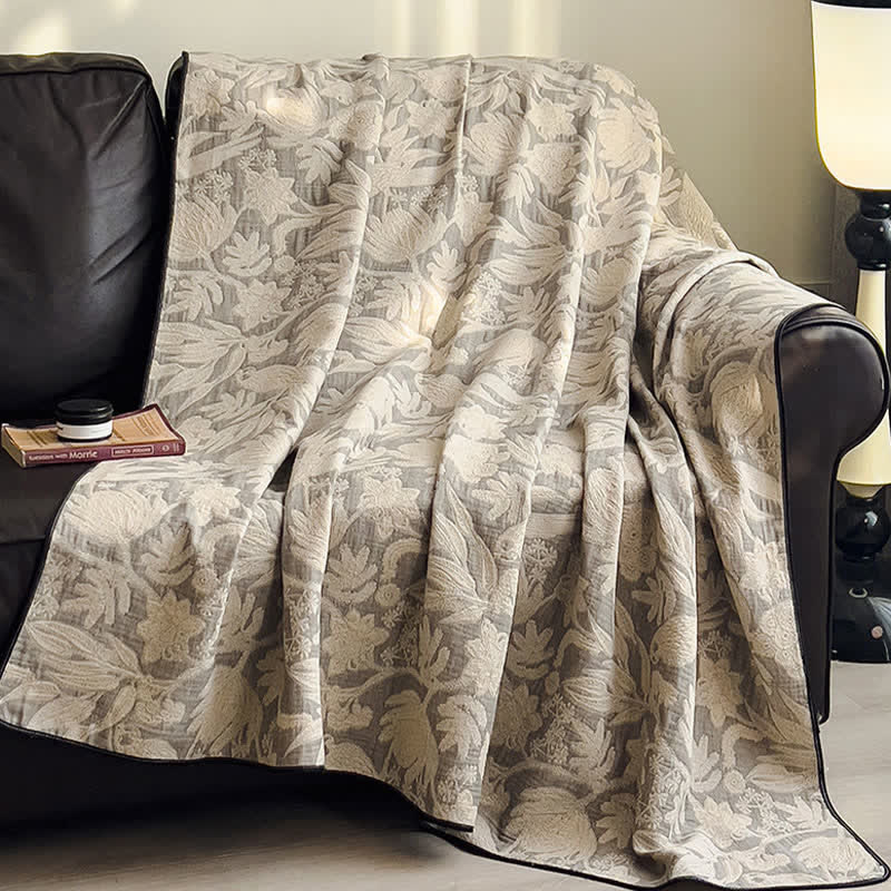 Floral & Leaf Cotton Gauze Quilt Blanket - image 8