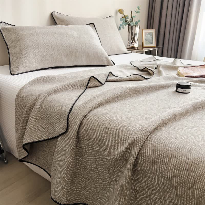 Wavy Pattern Cotton Gauze Quilt Blanket - 2PCS Pillowcases - 19" x 29" - image 0