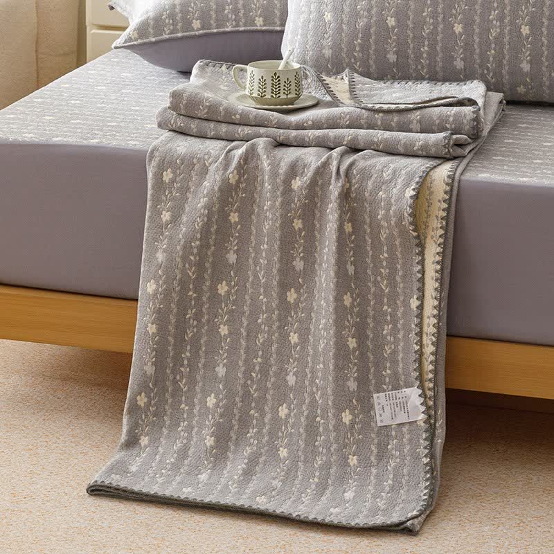 Leafy Stripe Cotton Gauze Quilt Blanket - image 8