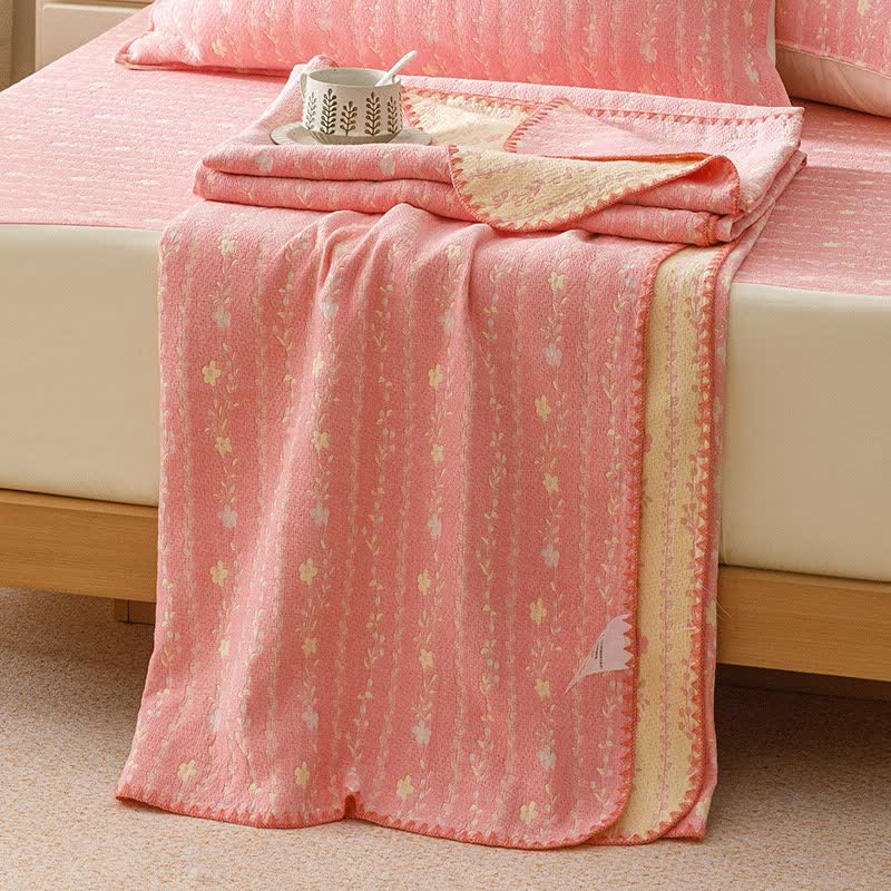 Leafy Stripe Cotton Gauze Quilt Blanket - image 1