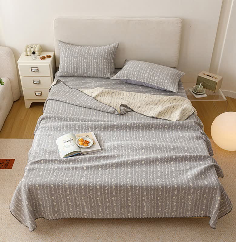 Leafy Stripe Cotton Gauze Quilt Blanket - image 4