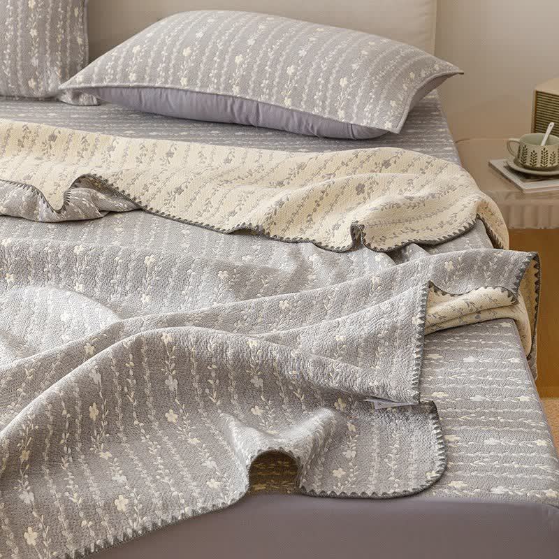 Leafy Stripe Cotton Gauze Quilt Blanket - image 6