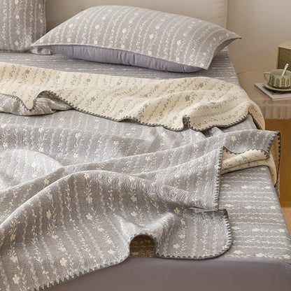 Leafy Stripe Cotton Gauze Quilt Blanket - image 6