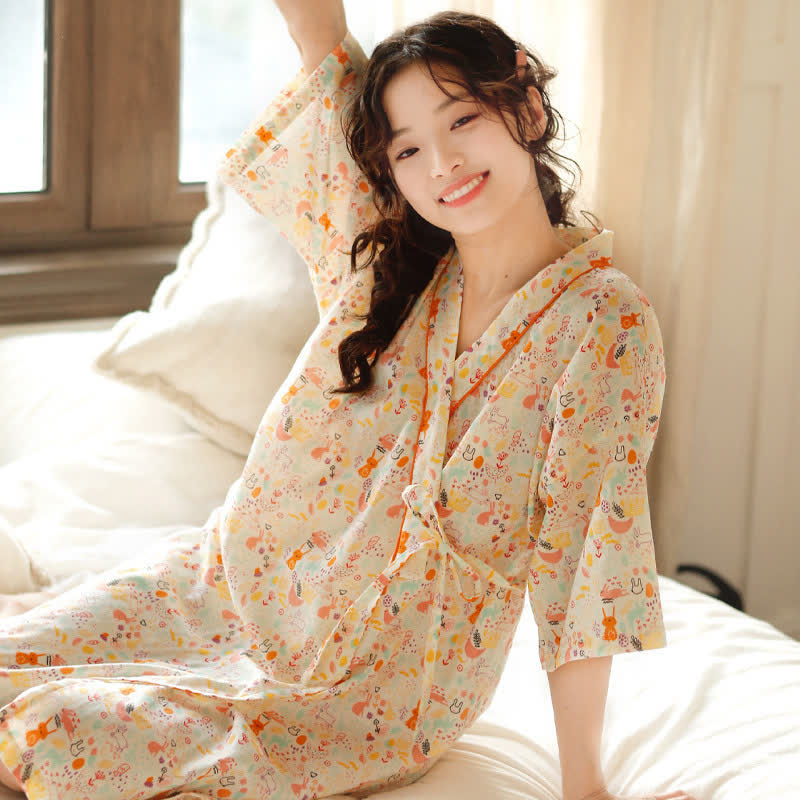 Cute Bunny & Moon Kimono Nightdress - image 2
