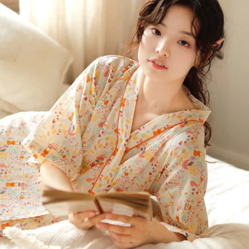 Cute Bunny & Moon Kimono Nightdress - image 5