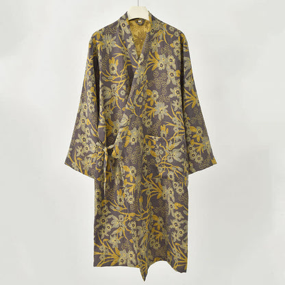 Pastoral Floral Jacquard Kimono Cotton Robe - image 20