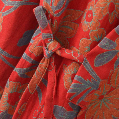 Pastoral Floral Jacquard Kimono Cotton Robe - image 5