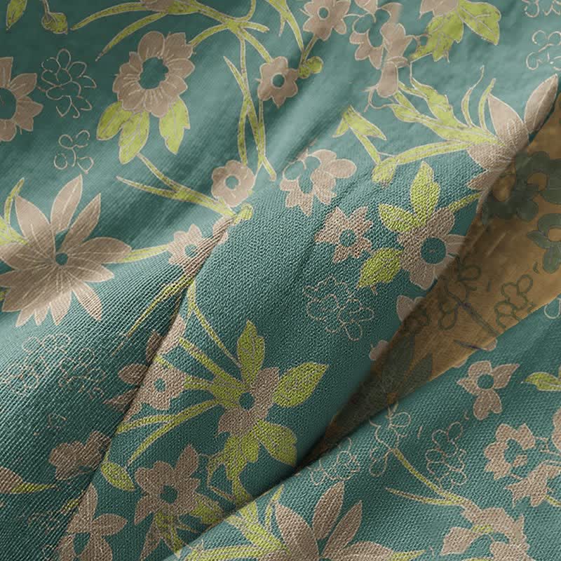 Pastoral Floral Jacquard Kimono Cotton Robe - image 10