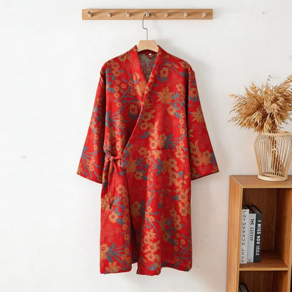 Pastoral Floral Jacquard Kimono Cotton Robe - image 2